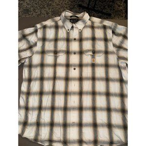 Carhartt loose fit 2XL brown plaid, short sleeve men’s shirt‎